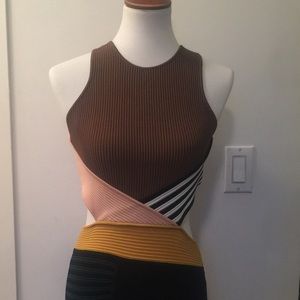 Ronny Kobo Cutout Bodycon Mixed Stripe Dress